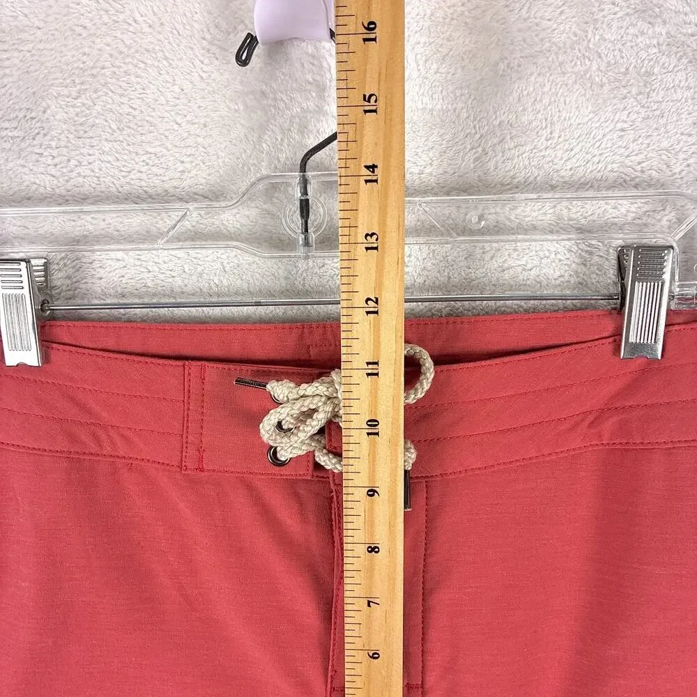 Faherty Board Shorts Men 34 Coral Pink White Stripe Retro Drawstring Preppy Surf
